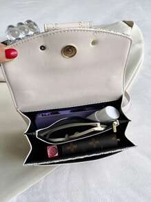 Mini Plaid Tweed Shoulder Bag, With Buckle Decor, Square Crossbody Flap Bag, With Chain, Suitable For Daily Use - Multicolor - View 9