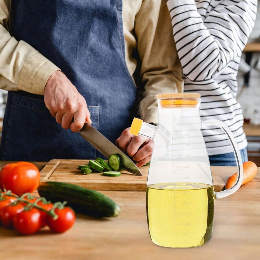Bouteille distributrice d'huile en verre, 1000 ml Distributeur de vinaigre avec couvercle anti