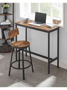 VASAGLE Bar Stools Kitchen Stools Set Of 2 High Back Bar Stools Steel Frame 62.5cm High Seat Easy Assembly Industrial Rustic Brown And Black - Brown - View 2