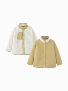 mini bala 男孩女孩双面冬季夹克舒适婴儿服装 - 淺卡其 - 查看 4
