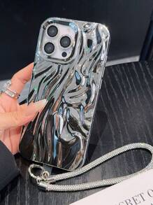 3in1 Plated Crinkle Phone Case + Lanyard + Lens Protector,International Version, Not The Domestic Version - Silver - View 4