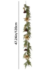 1 pièce, 120 cm Vigne de Noël artificielle, plante factice, guirlande de Noël, vigne de fleurs artificielles, couronne de Noël artificielle - fleurs réalistes et pommes de pin factices, feuilles vertes denses, convient pour la décoration intérieure et extérieure de la maison, décoration de Noël extérieure, cheminée, décoration de table à manger, rideaux, fenêtres, escalier, décoration pour fête de Noël, anniversaire de mariage - choix idéal pour une ambiance festive de Noël