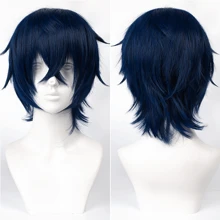 Karida 角色扮演假发短款合成假发，带刘海，14 英寸通用角色扮演假发，适用于合成头发，尖刺分层直发，男士化装舞会假发，无胶耐热纤维头发，高密度自然外观角色扮演假发