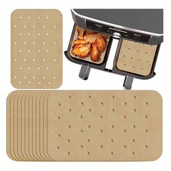 100 st Engångs Air Fryer pergamentpapper, runt oljetätt papper för Air Fryer, bakning, matlagning och utomhusgrillning
