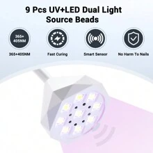 UV LED Nail Lamp Auto Sensor With 3 Timers,Cordless UV Light For Gel Nail Polish,Rechargeable Flash Cure Lamp,Quick Cure Gooseneck UV Lamp For Extension Acrylic Nail Tips Salon Home DIY