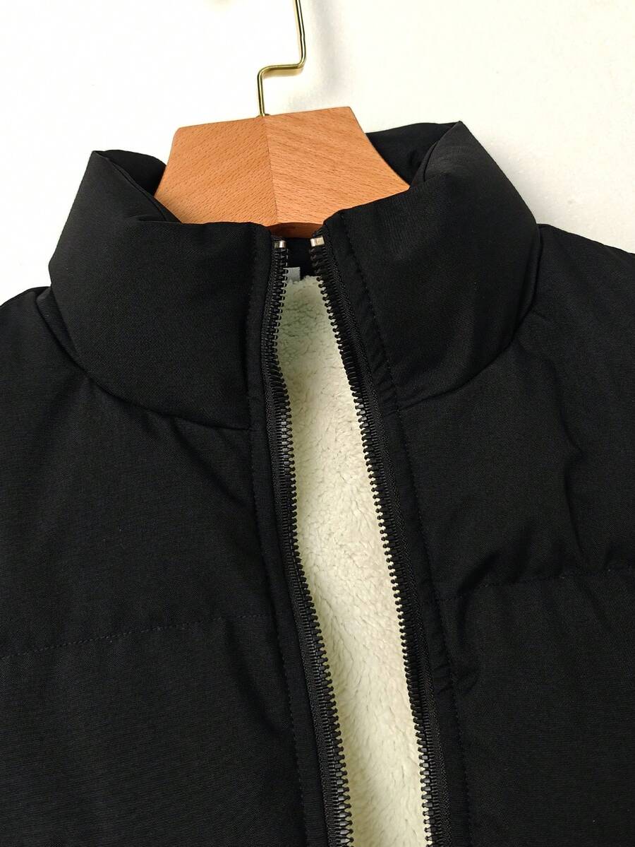 1pc Tween Boy Casual Outdoor Exercise Fleece Lined Thick Windproof Warm