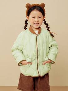 mini bala Tween Girl Family Matching Down Coat Winter Cozy - Bean Paste Green - View 1