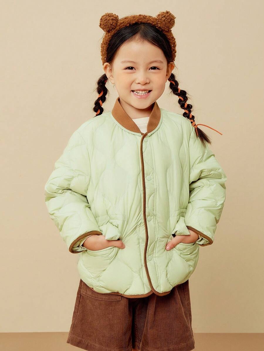 mini bala Tween Girl Family Matching Down Coat Winter Cozy - Bean Paste Green - View 1