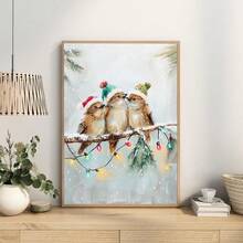 Christmas Wall Art, Christmas Bird Winter Art Print, Holiday Poster, Stylish Christmas Decor, Winter Poster, Christmas Print, Winter Themed Print, Seasonal Home Decor, Winter Wall Art, No Frame - Multicolor - View 4