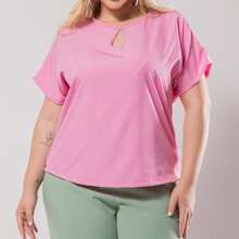 Plus Size Women's Blouse Curve T-Shirt Women's Short Sleeve Blouse G1 G2 G3 - 淺粉色 - 查看 1