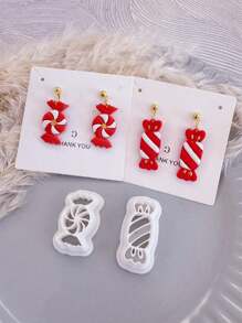 2 件圣诞糖果粘土切割器 | 冬季聚合物粘土切割器 | 粘土耳环切割器 | 用于珠宝制作的聚合物粘土切割器 - 白色 - 查看 1