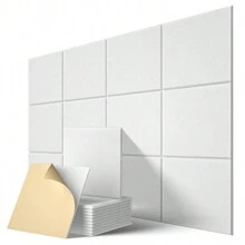12pcs Square 30cm High Density Polyester Fiber Acoustic Sound Absorption Panels, Self-Adhesive, Soundproofing Decorative Wall Tiles, Suitable For Kindergarten, Recording Studio, Office