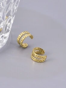 1 Pair Stainless Steel Gold Color Ear Clip, Unique Small Jewelry For Piercing-Less Ears, Daily Wear
