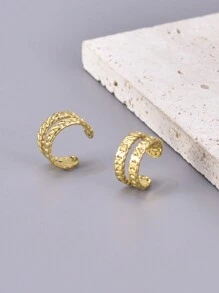 1 Pair Stainless Steel Gold Color Ear Clip, Unique Small Jewelry For Piercing-Less Ears, Daily Wear