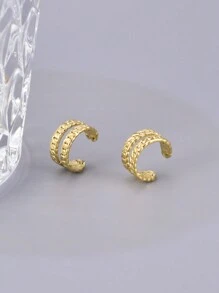 1 Pair Stainless Steel Gold Color Ear Clip, Unique Small Jewelry For Piercing-Less Ears, Daily Wear