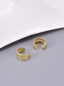 1 Pair Stainless Steel Gold Color Ear Clip, Unique Small Jewelry For Piercing-Less Ears, Daily Wear