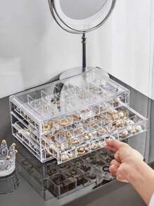 1pc 72-Slot Jewelry Drawer Organizer Box, Clear Plastic Storage Box For Nail Art Tools, Jewelry, Crafts, Suitable For Travel, Desktop, Women Jewelry Organizer, 3-Tier Drawer Organizer With Dividers - Transparent And Space-Saving Multifunctional Plastic Storage Box For Rings, Earrings, Necklaces Holiday, Bags For Woman, Jewelry Box, Jewelry Organizer, Jewellery Box - Multicolor - View 3