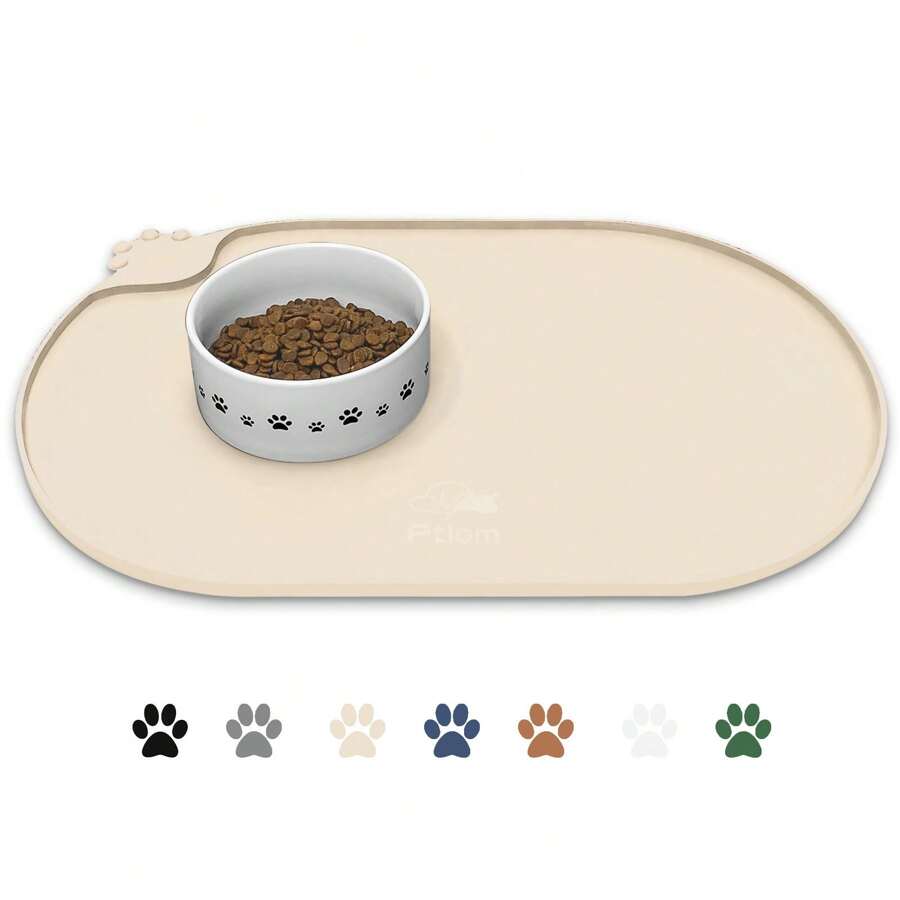 Pet Placemat Silicone Dog Cat Food Bowl Mat Paw Oval Pet Feeding Mat ,Waterproof Pet Feeding Mat And Easy To Clean Cat Dog Food Mat - View 1