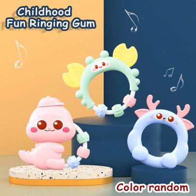 1pc/3pcs Vibrating Hand Rattle Toy In Macaroon Color For Toddlers 0-3 Years Old - ABS Material, Ideal For Grip Training And Sensory Development (Ships In Random Color)