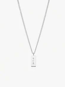 1 pieza Collar personalizado de colgante rectangular de acero inoxidable con nombre/texto grabado, regalo de joyería personalizada para amigos, dorado, con estilo, vintage, unisex, hipster, simple, casual, personalizado, único, regalo ideal para él, regalo ideal para ella, pareja, papá, mamá, familia, amigos, para aniversario, para cumpleaños, para graduación, para baile de graduación, para fiesta, joyería de oro