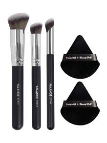 MAANGE Set de 5 piezas/8 piezas de brochas faciales, 3 brochas + 2 esponjas triangulares, brocha de base, brocha de corrector, brocha suave para herramientas de maquillaje, para viajes, relleno de calcetines, set de brochas, kit de brochas de maquillaje, set de maquillaje completo, set de brochas de maquillaje, kit de maquillaje completo, kit de brochas, set de brochas de maquillaje, set de regalo de maquillaje - Negro - Ver 13
