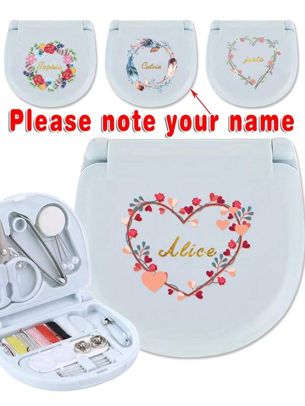 1 Pc Customized Name Travel Sewing Kit With Organizer Case Embroider Set Emergency Repair Tools Box Portable Needlework Accessories Travel Accessories Personalized DIY With Threads Scissors Hand Sewing Needles