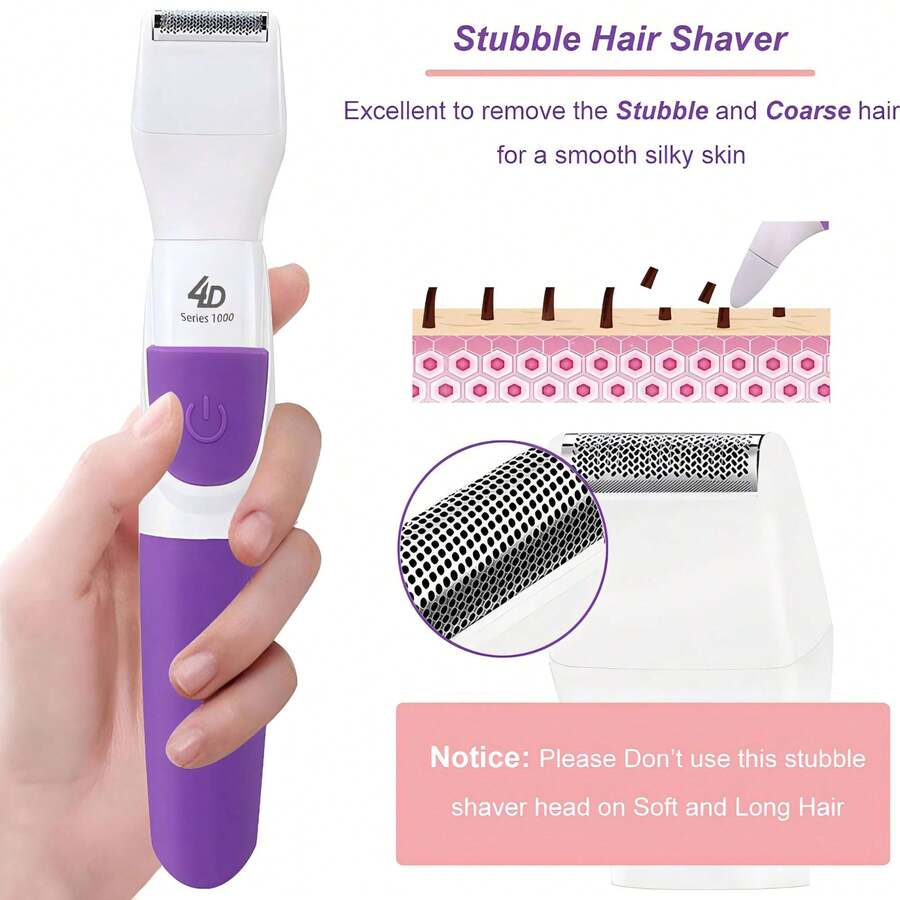 Electric Hair Shaver 2 In 1 Ladies Cordless Razor Painless Hair Removal