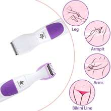 2-In-1 Portable Women's Bikini Trimmer And Shaver, Intimate Area, Face, Leg, Eyebrow, Nose, Lip And Full Body Hair Removal Tool - Purple - View 5
