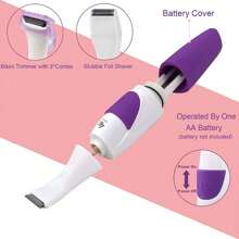 2-In-1 Portable Women's Bikini Trimmer And Shaver, Intimate Area, Face, Leg, Eyebrow, Nose, Lip And Full Body Hair Removal Tool - Purple - View 7