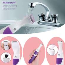 2-In-1 Portable Women's Bikini Trimmer And Shaver, Intimate Area, Face, Leg, Eyebrow, Nose, Lip And Full Body Hair Removal Tool - Purple - View 4