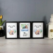 一套2/3/4格黑色多图相框，可容纳4x6英寸和5x7英寸照片，竖式铰链组合相框，适合桌面展示，是母亲节、朋友、婚礼、家庭、宠物等场合的理想礼物。另有7x5英寸2/3/4格玻璃折叠相框可选，可容纳两张12.7x17.8厘米标准照片，是完美的母亲节礼物。