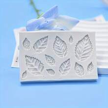 1个叶形硅胶模具，适用于制作蜡烛、肥皂、树脂、DIY软陶、树脂工艺品、蜡烛模具、手工装饰艺术工具 - 白色 - 查看 6