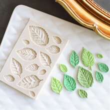 1个叶形硅胶模具，适用于制作蜡烛、肥皂、树脂、DIY软陶、树脂工艺品、蜡烛模具、手工装饰艺术工具 - 白色 - 查看 1