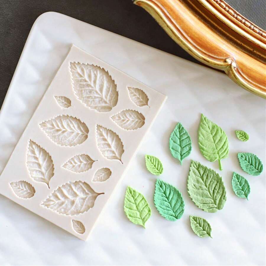 1个叶形硅胶模具，适用于制作蜡烛、肥皂、树脂、DIY软陶、树脂工艺品、蜡烛模具、手工装饰艺术工具 - 白色 - 查看 1