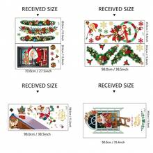 圣诞快乐墙贴，圣诞老人圣诞丝带墙贴，DIY绿叶语录新年快乐墙贴，可移除圣诞麋鹿窗贴，圣诞节假日派对装饰用品（4种款式） - 彩色 - 查看 11