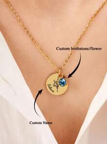 Colier cu pandantiv cu nume personalizat Colier cu flori de naștere pentru femei Margarete florale lunare din oțel inoxidabil Nume gravat cu flori Colier cu pandantiv Bijuterii personalizate Choker Cadou de aniversare