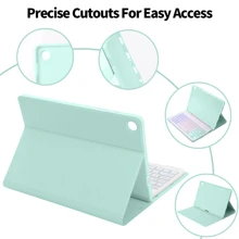 Casing Keyboard Bluetooth dengan Lampu Latar Warna-warni yang Dapat Dilepas, Kompatibel dengan Galaxy Tab/Pad SE, Pelindung Stand Ultra Tipis dan Ringan dengan Tempat Pensil, Casing Warna Hijau Mint - hijau mint - View 5