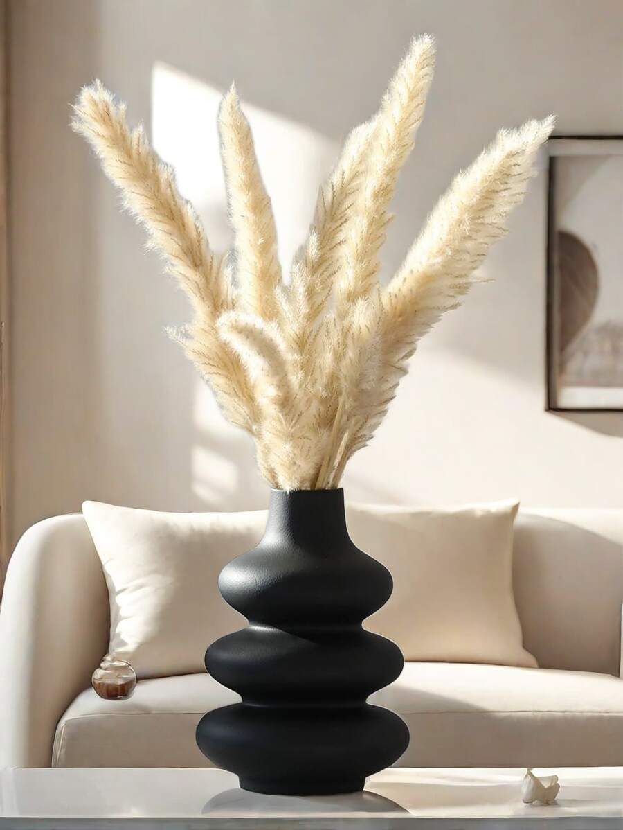 1个黑色花瓶，适用于现代家居装饰、波西米亚风格花瓶装饰、农舍装饰、婚礼餐桌装饰、办公室装饰