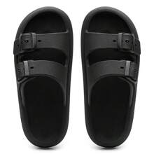 Men's Cloud Flip Flops Slide Sandal Two Straps Comfortable Buckle - 黑色 - 查看 5