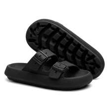 Men's Cloud Flip Flops Slide Sandal Two Straps Comfortable Buckle - 黑色 - 查看 2