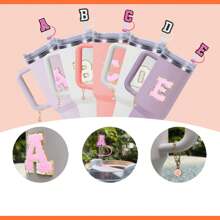 3 件套杯子配件 - 包括吸管盖、字母饰物、字母贴纸，适用于 40 盎司/30 盎司粉色装饰 - 字母3件套 - 查看 4