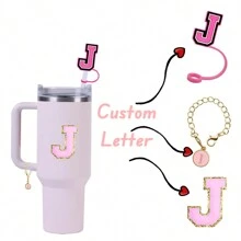 3 件套杯子配件 - 包括吸管盖、字母饰物、字母贴纸，适用于 40 盎司/30 盎司粉色装饰 - 字母3件套 - 查看 2