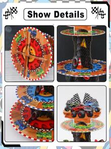 1pc Racing Truck Shaped Cake/Cupcake Stand, Racing Truck Theme Birthday Party Decor, Food Display Rack/Cupcake Stand - Multicolor - View 7