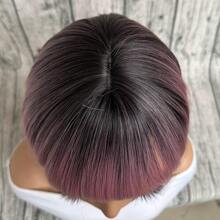 Pink Brown Ombre Black Short Straight Synthetic Wigs With Bangs Bob Wig For Women Daily Cosplay Party Heat Resistant Hair Wigs For Daily Use Cosplay, Party, Beginner Friendly 2024 Halloween Vacation Spring Summer Autumn All-Match Women's Wig - 彩色 - 查看 7