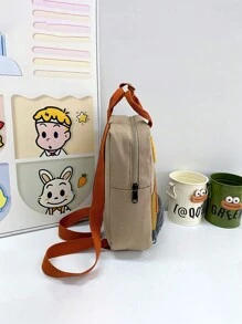 1pc Cartoon Plush Dinosaur Backpack, Customizable Embroidered Name, Cute Dinosaur Schoolbag, Zipper Bag, Canvas Backpack, Unisex, Lightweight & Durable Design, Suitable For Students,New Year Glamour - Multicolor - View 8