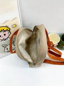 1pc Cartoon Plush Dinosaur Backpack, Customizable Embroidered Name, Cute Dinosaur Schoolbag, Zipper Bag, Canvas Backpack, Unisex, Lightweight & Durable Design, Suitable For Students,New Year Glamour - Multicolor - View 10