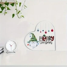 1pc Acrylic Trái tim Cha Giáng sinh Phòng khách Trang trí Đồ trang trí Quà tặng Giáng sinh cho Bạn bè Quà tặng Giáng sinh, Trang trí Bàn ban phước lành tại nhà - Acrylic - Xem 4