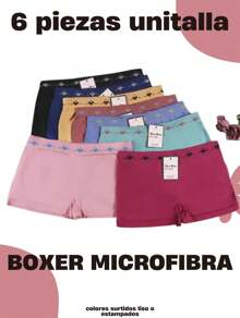 6 Pack Women's Seamless Microfiber Boxer Briefs One Size Assorted Colors - Multicolor - View 4