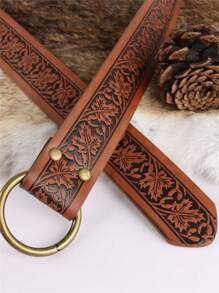 3pcs Medieval Embossed PU Leather Belt Set, Vintage Renaissance Viking LARP Belt With Pouch, Unisex Cosplay Costume Accessory - A - View 9