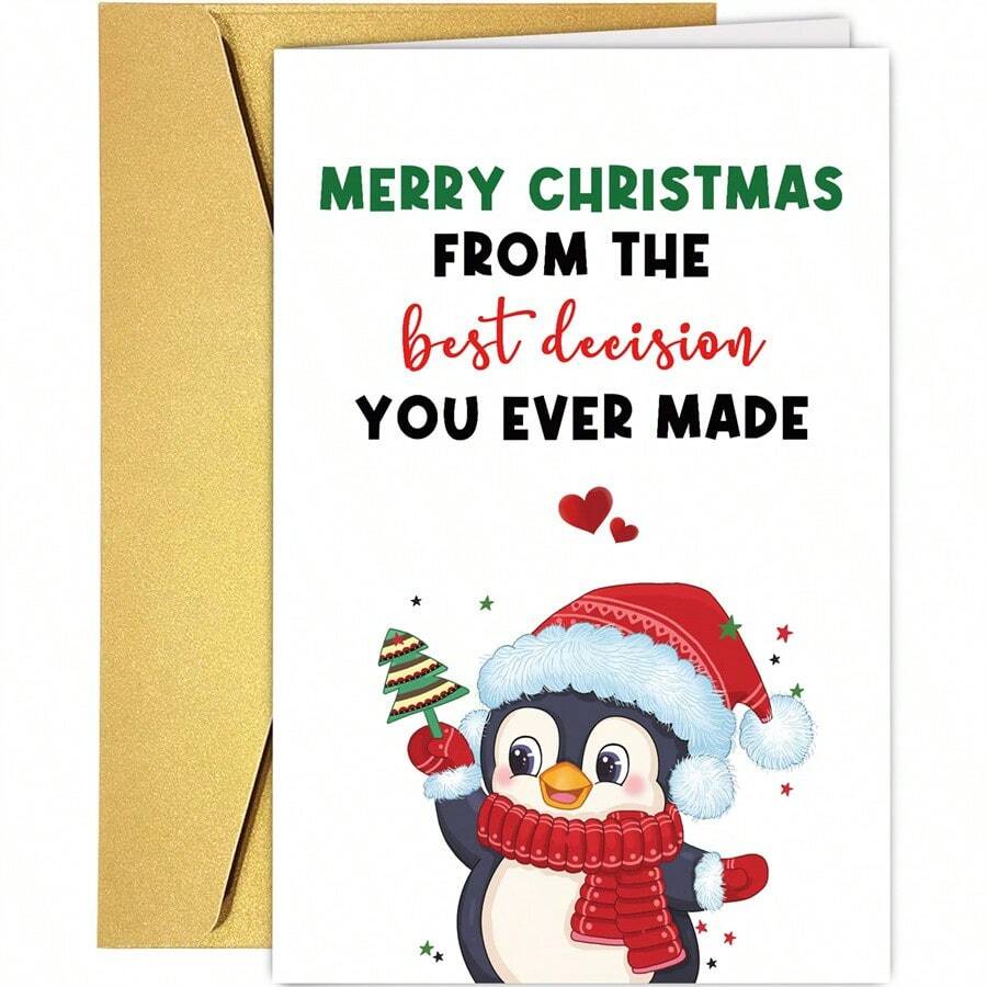 1 张甜蜜圣诞贺卡，送给他/她，送给妻子/丈夫的有趣节日贺卡，圣诞快乐，来自你做过的最好决定，万圣节，万圣节装饰 - 彩色 - 查看 1